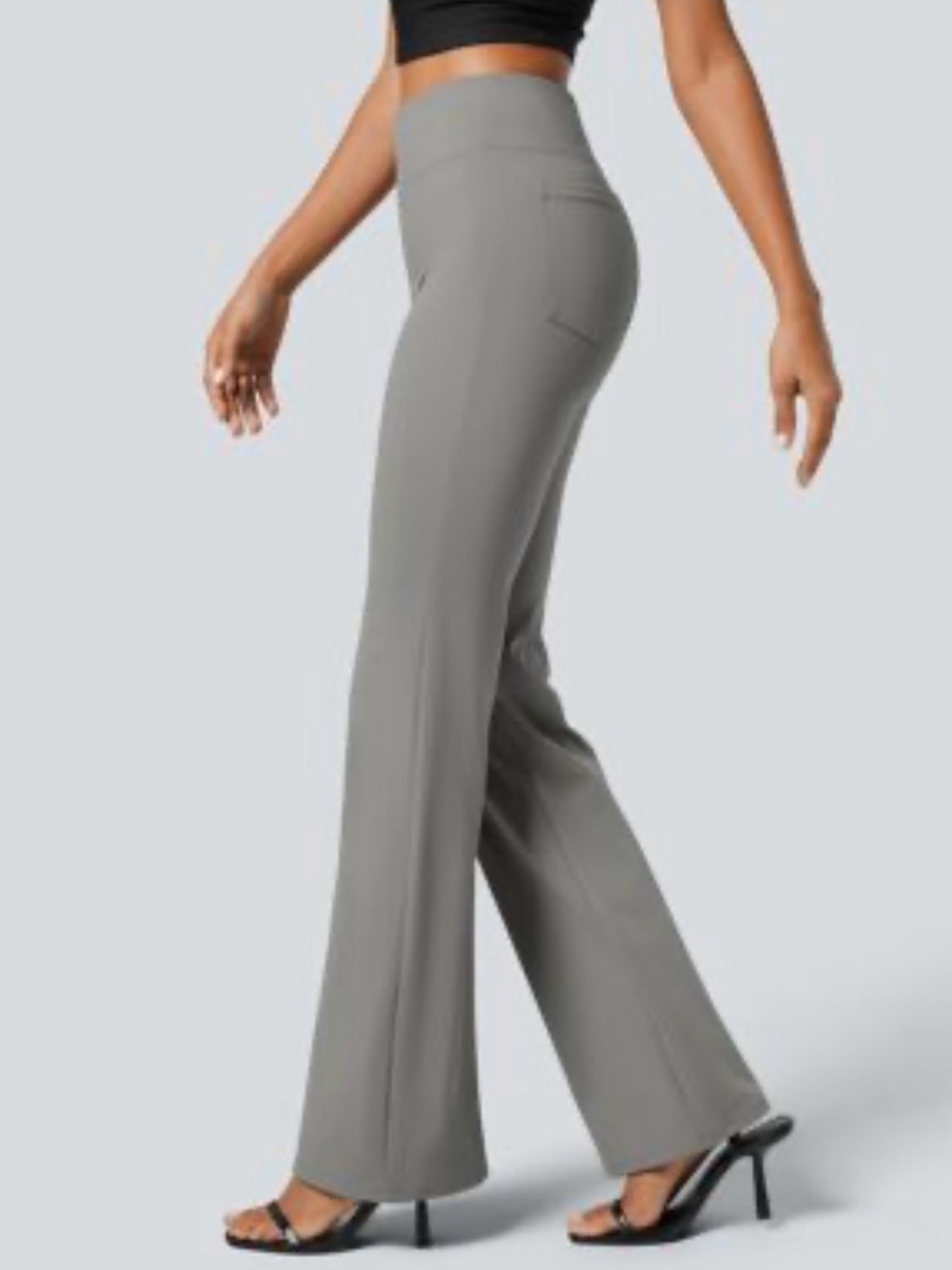 HALARA Gray High-Rise Boot-Cut Pants